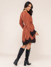 Vestido Transpassado Elena - Caramelo