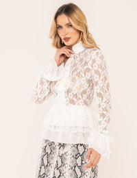 Camisa em Renda Flora - Off White