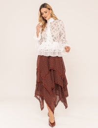 Camisa em Renda Flora - Off White