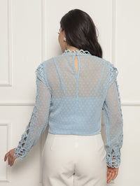 Blusa Chiffon Renda Lily - Azul