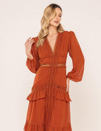 Vestido Decote V Donatela - Marrom