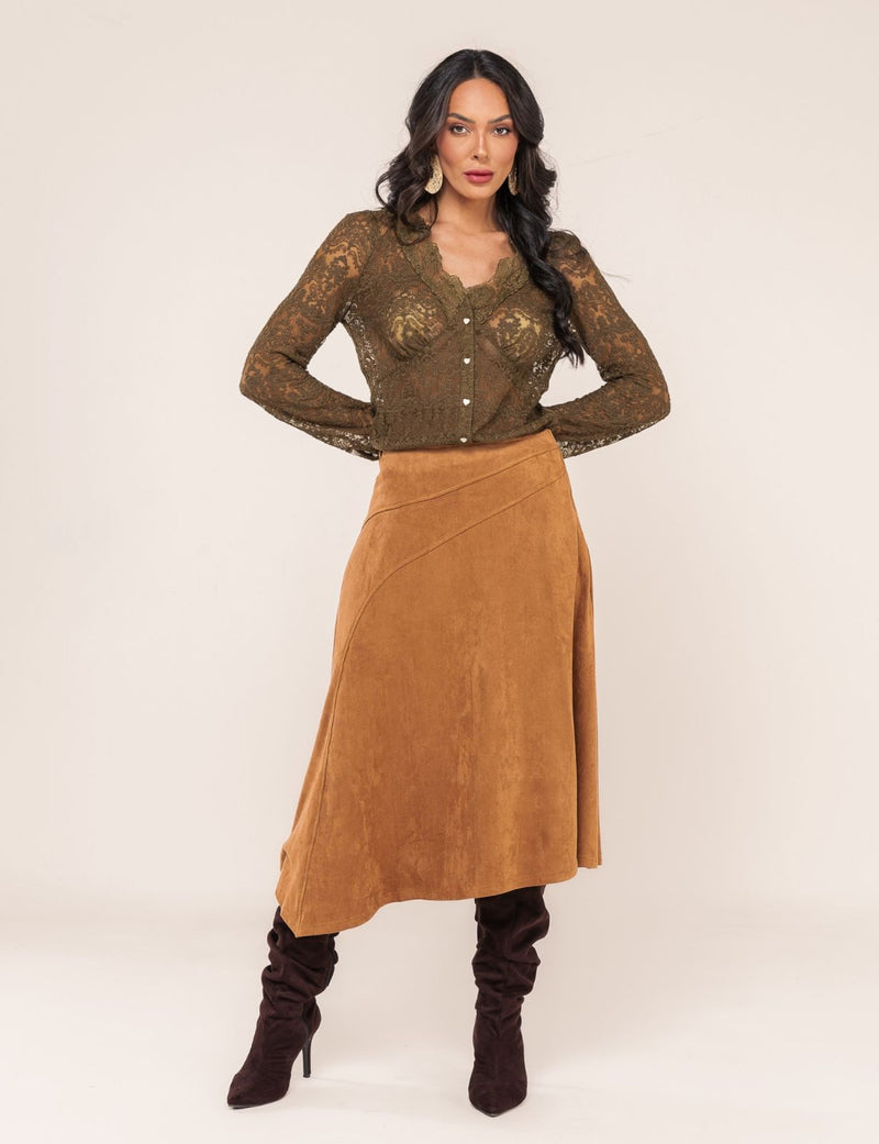 Camisa em Renda Alessandra - Verde Oliva