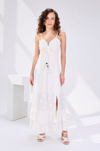 Vestido Midi Tecido Texturizado - Off White