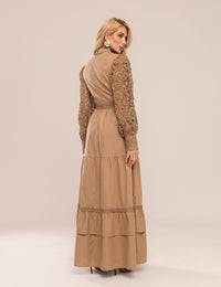 Vestido Agnes com Renda - Cáqui
