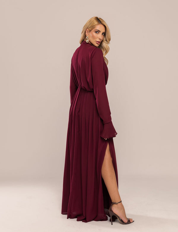 Vestido Belle em Crepe - Vinho