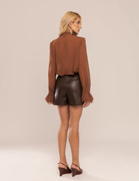 Camisa Babados Noir - Marrom