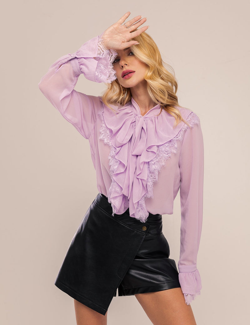 Camisa Noir com Babados - Lavanda