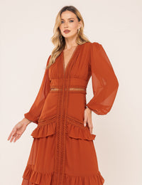 Vestido Decote V Donatela - Marrom