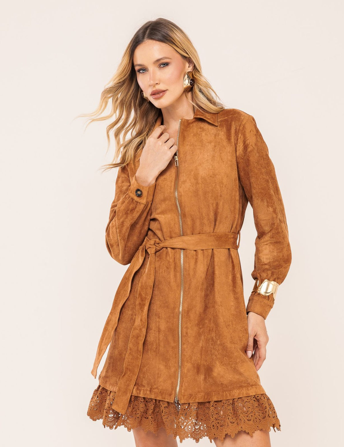 Vestido Suede Paloma - Caramelo