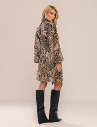 Vestido Elara Animal Print - Marrom
