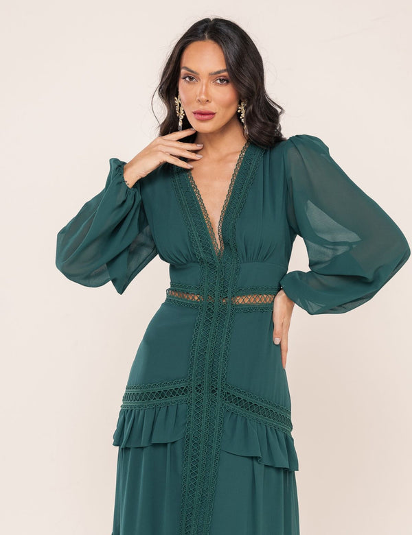 Vestido Decote V Donatela - Verde