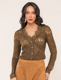 Camisa em Renda Alessandra - Verde Oliva
