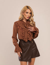 Camisa Babados Noir - Marrom