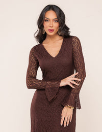 Vestido em Renda Sabrina - Café