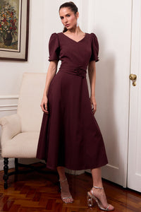 Vestido Florinda Midi - Vinho