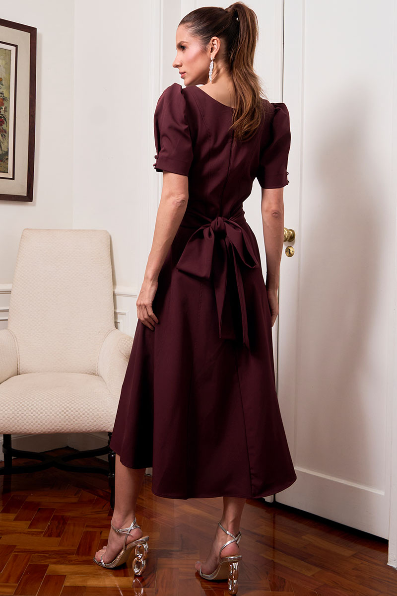 Vestido Florinda Midi - Vinho