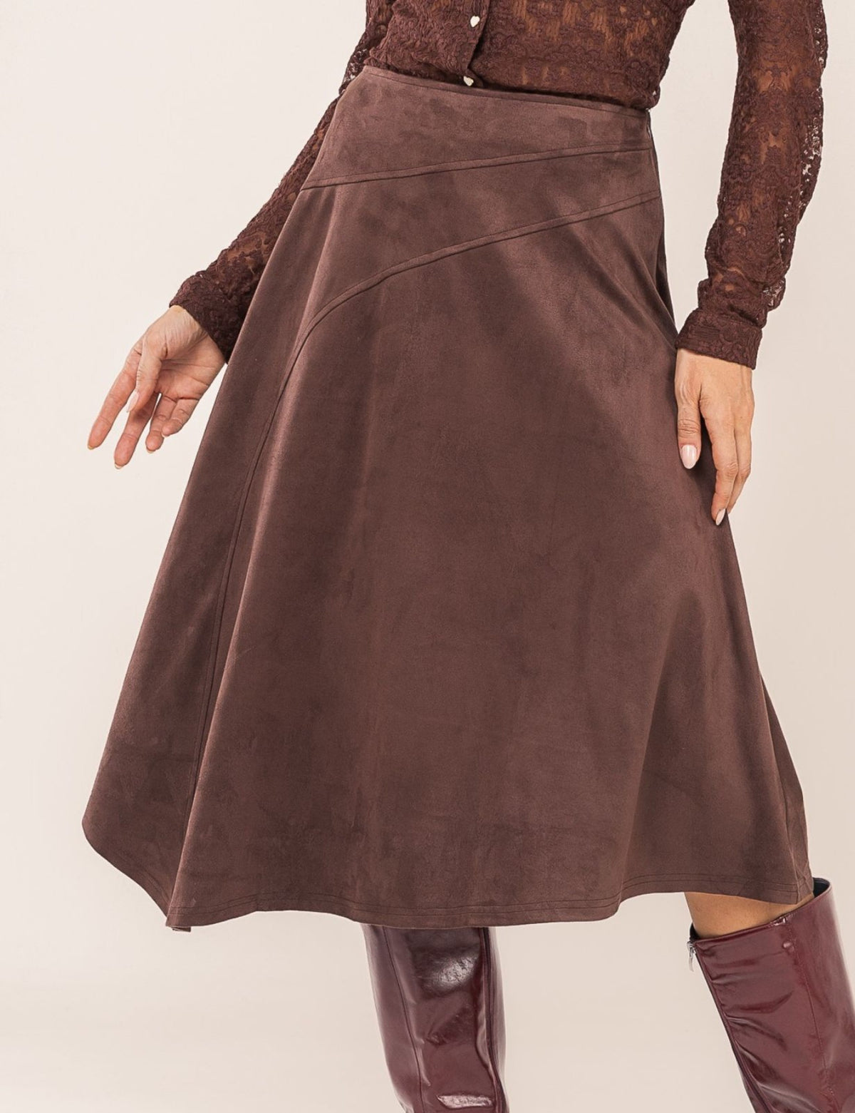 Saia em Suede Patrícia - Café