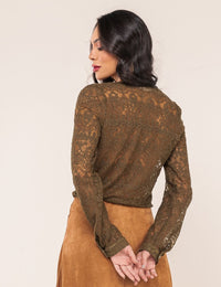 Camisa em Renda Alessandra - Verde Oliva