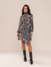 Vestido Elara Animal Print - Preto