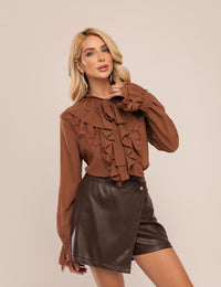 Camisa Babados Noir - Marrom