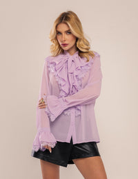 Camisa Noir com Babados - Lavanda