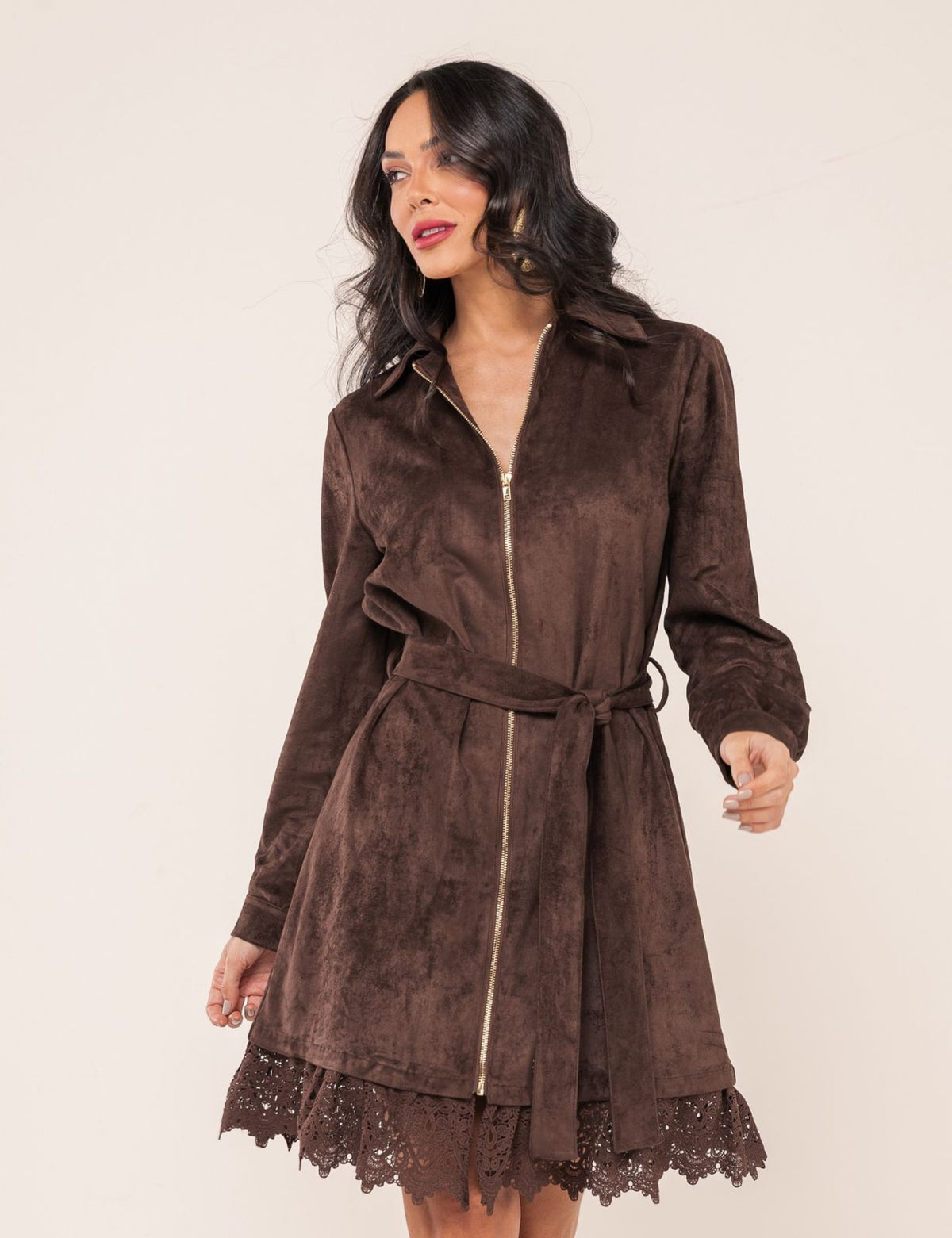 Vestido Suede Paloma - Marrom