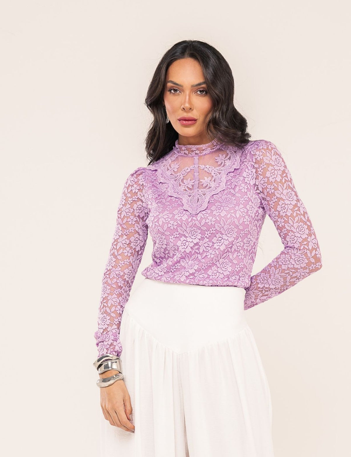 Blusa em Renda Emanuelle - Lavanda