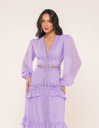 Vestido Decote V Donatela - Lavanda