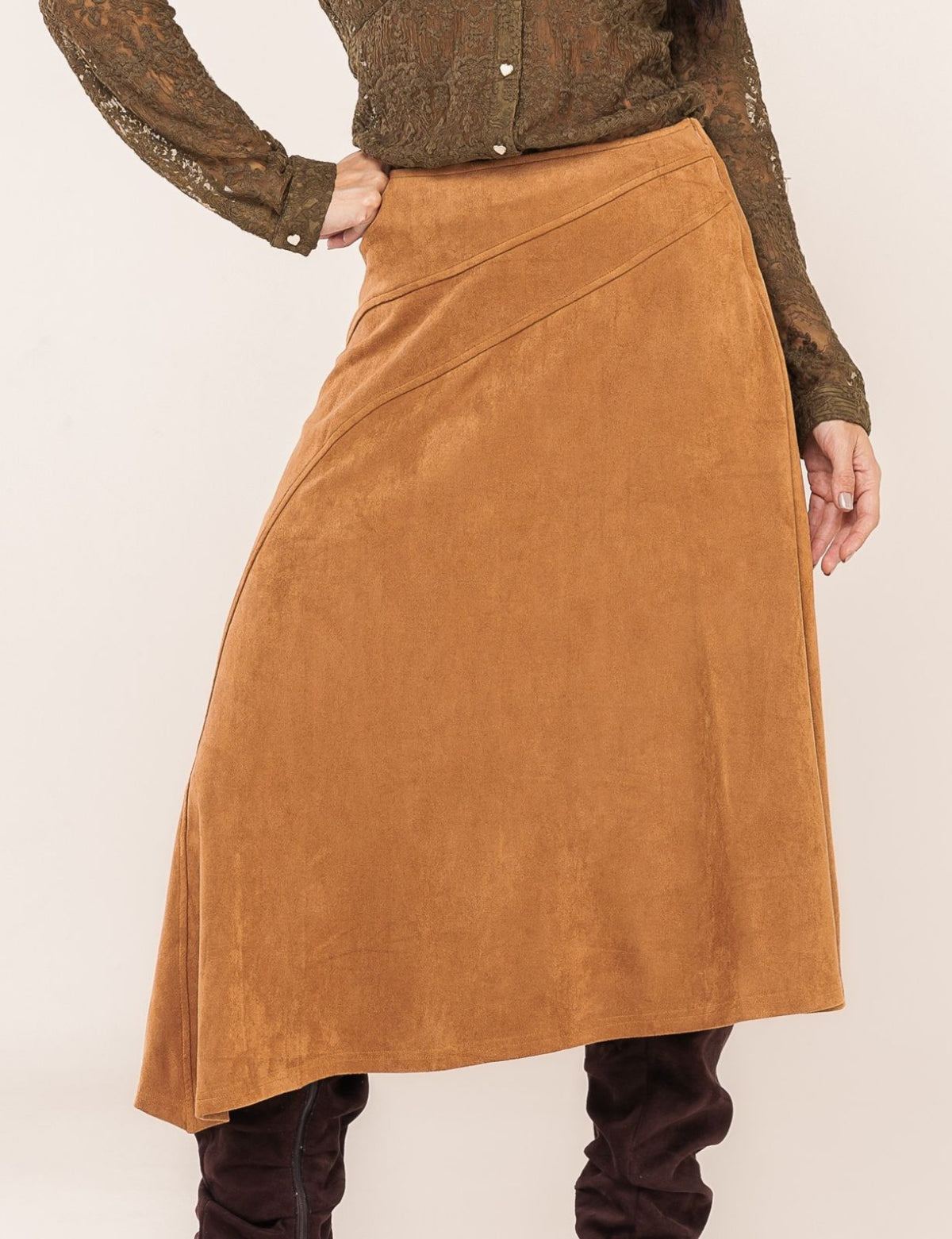 Saia em Suede Patrícia - Caramelo