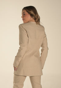 Blazer Mamorena em Linho com Elastano