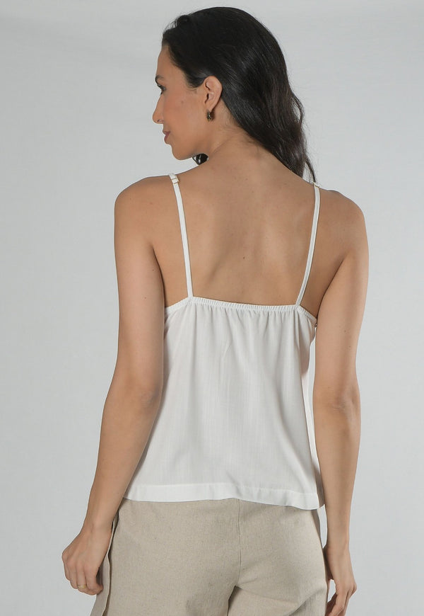 Blusa Mamorena de Alça com Corrente em Viscolinho