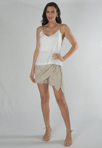 Blusa Mamorena de Alça com Corrente em Viscolinho