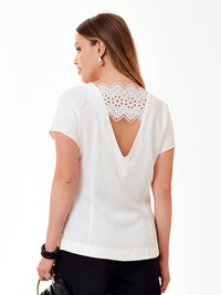 Blusa Mamorena em Viscolinho com Renda nas Costas