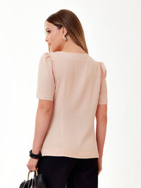 Blusa Mamorena em Viscolinho com Trança no Busto