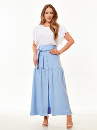 Blusa Mamorena em Viscolinho de Manga Curta com Babados