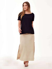 Blusa Mamorena em Viscose Flame com Decote de Pregas nas Costas