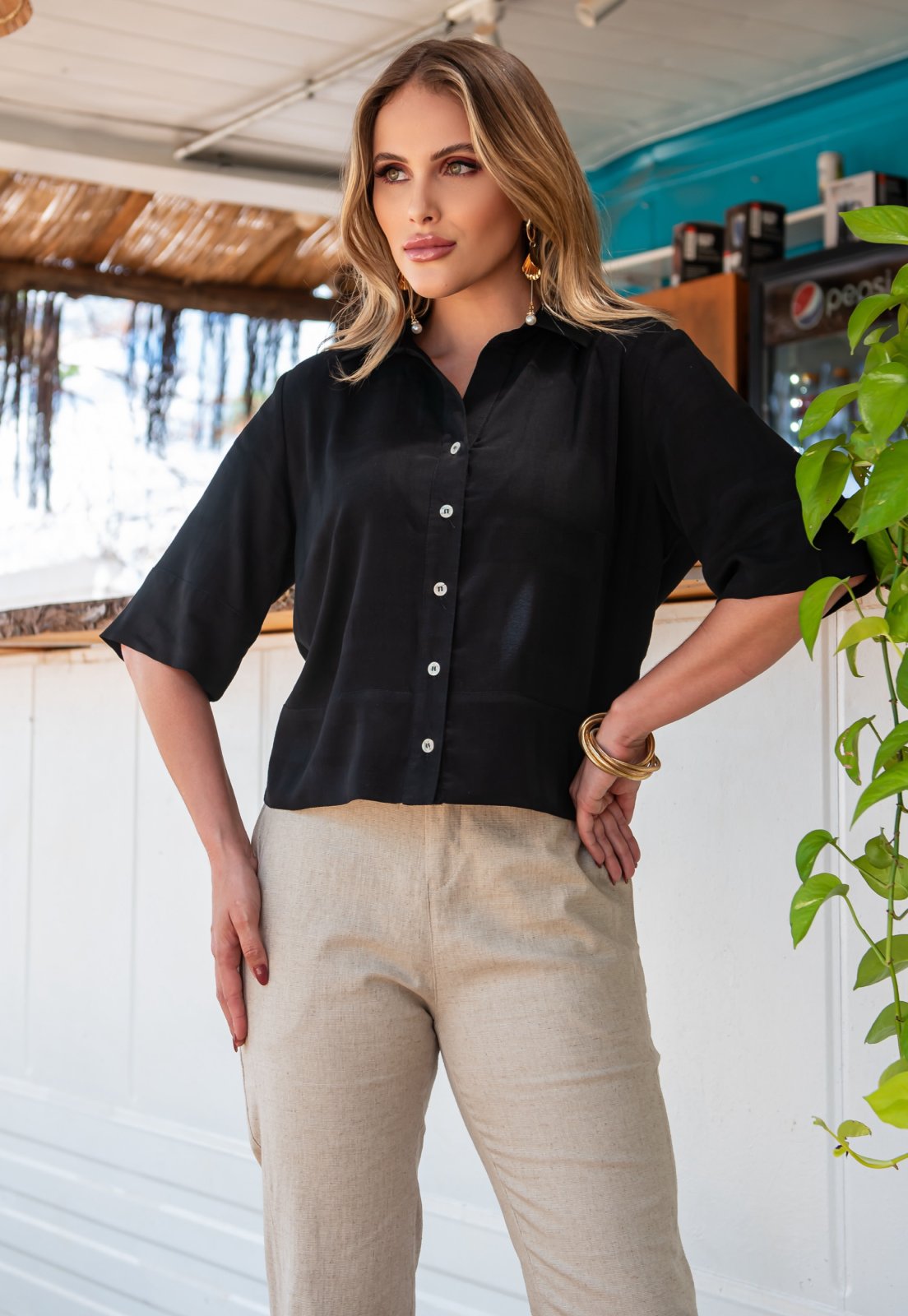 Camisa Mamorena Manga 3/4 em Viscose