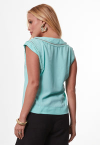 Blusa Mamorena Regata em Viscolinho com Entremeios