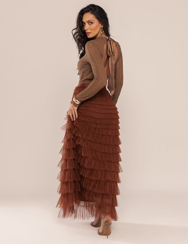 Body em Renda Glam - Marrom