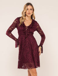 Vestido em Renda Lavínia - Vinho