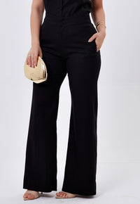 Calça Mamorena Reta em Linho com Elastano com Forro Interno