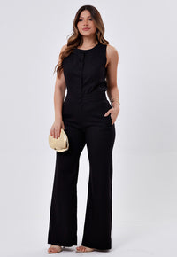 Calça Mamorena Reta em Linho com Elastano com Forro Interno