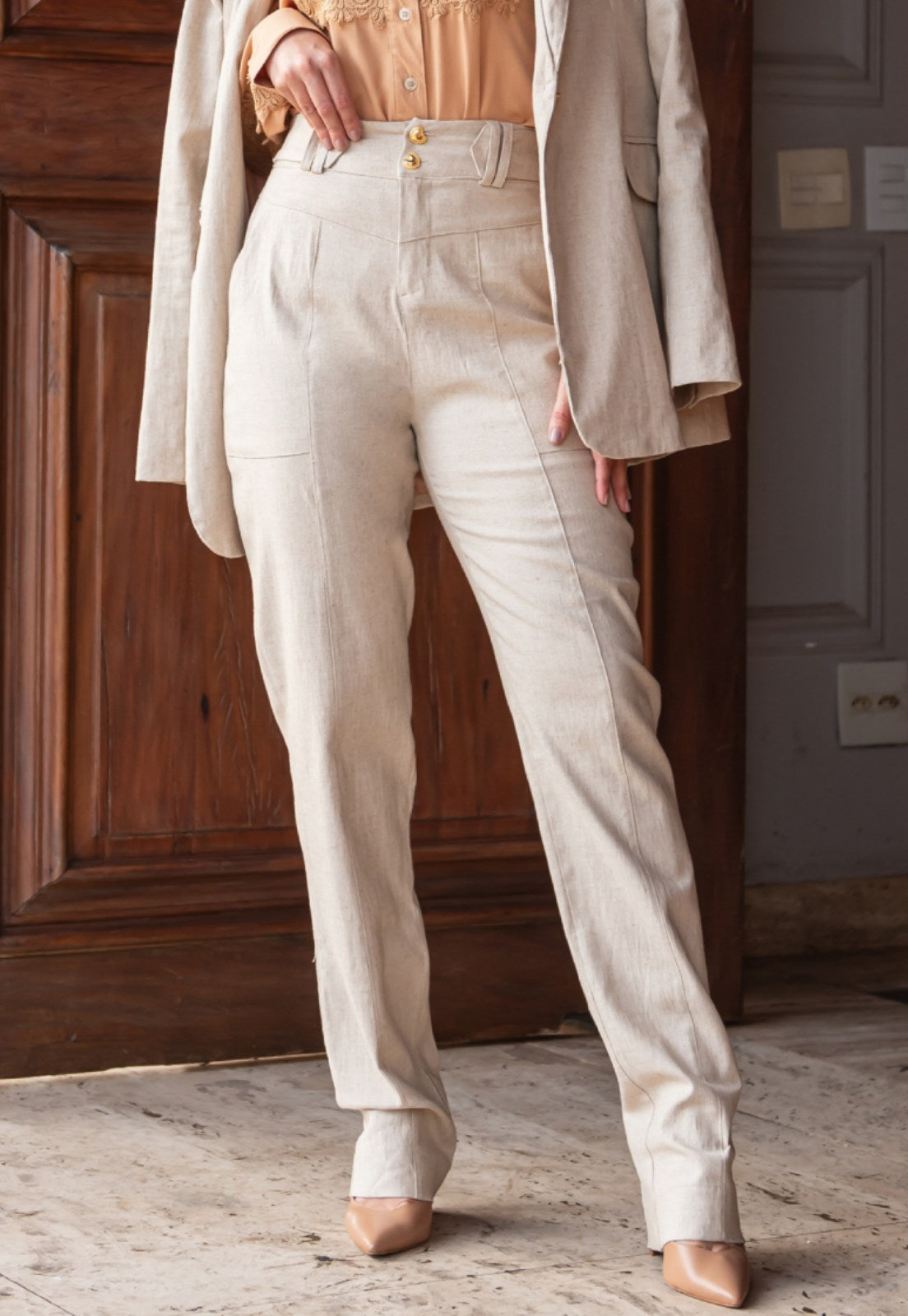 Calça Mamorena Skinny em Alfaiataria Enki com Zíper na Barra