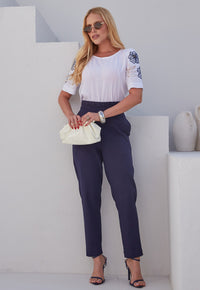 Calça Mamorena Skinny em Linho com Elastano