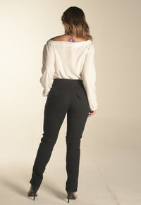 Calça Mamorena Skinny em Tecido Enki com Zíper na Barra