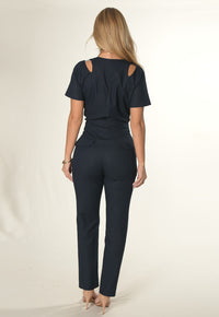 Calça Mamorena em Linho com Elastano e Bolso com Fivela Frontal