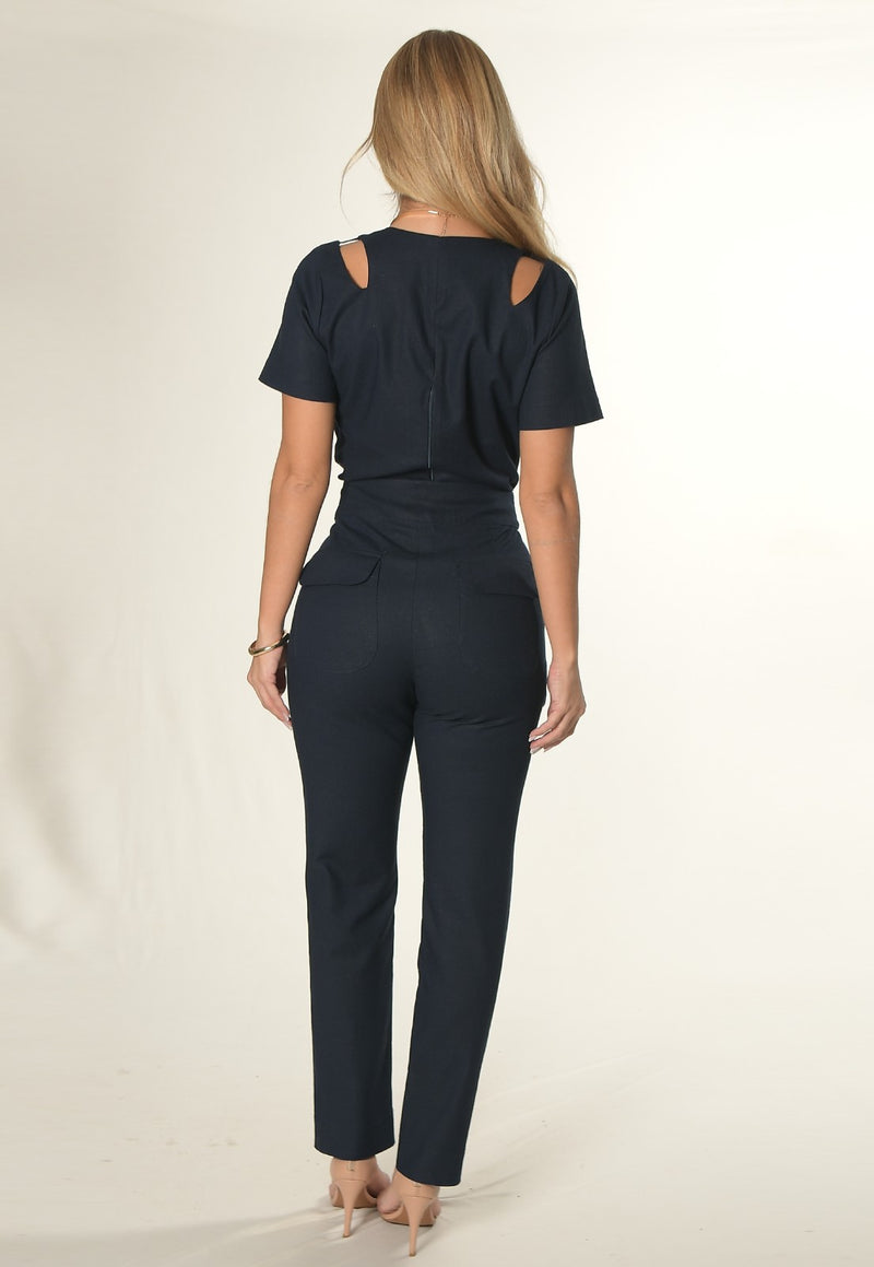 Calça Mamorena em Linho com Elastano e Bolso com Fivela Frontal