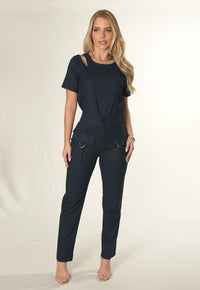 Calça Mamorena em Linho com Elastano e Bolso com Fivela Frontal