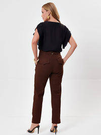 Calça Mamorena Skinny em Linho com Elastano com Fivela Atrás