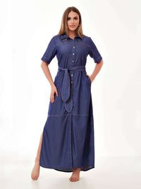 Chemise Mamorena em Chambrey Denin de Manga Curta